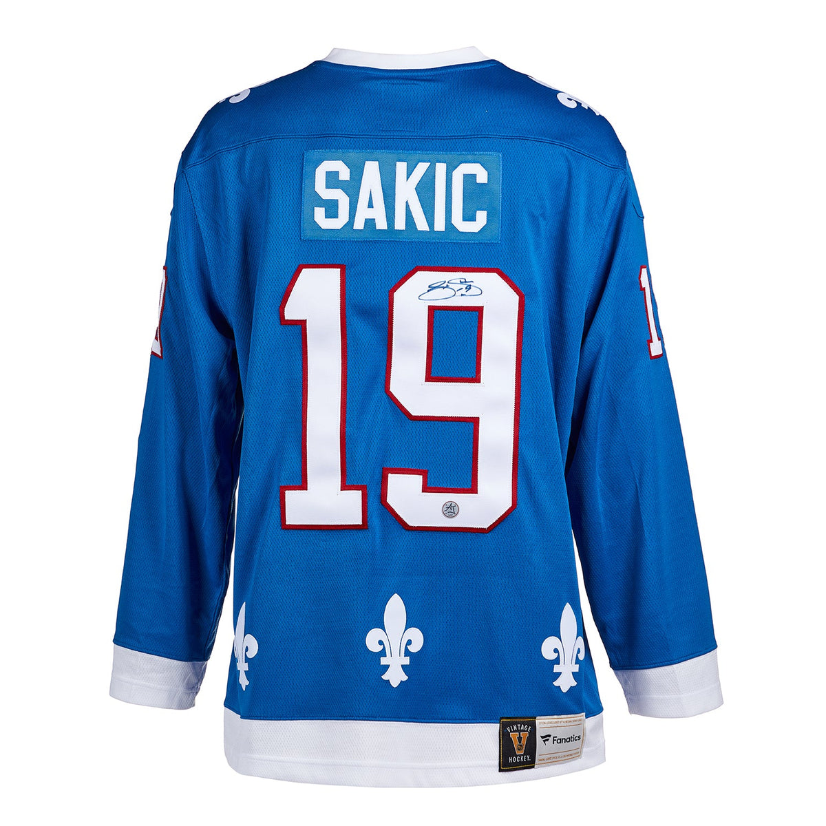 Joe Sakic Autographed Quebec Nordiques Fanatics Throwback Jersey product image 1, provided for visual reference and product
