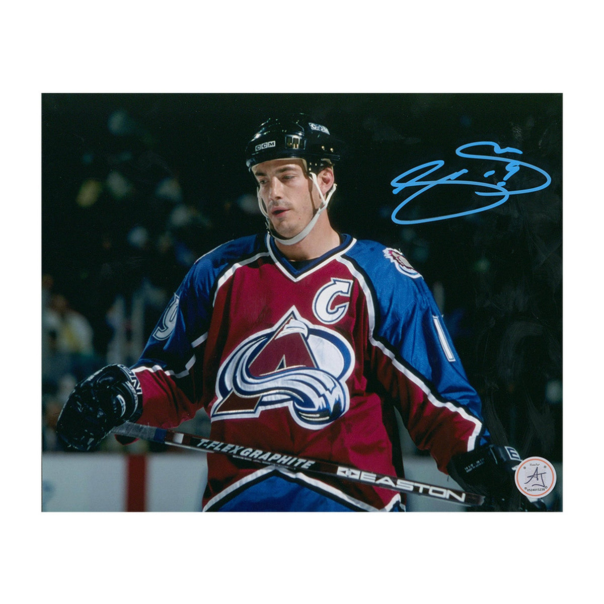 Joe Sakic Autographed Colorado Avalanche Intensity 8x10 Photo product image 1, provided for visual reference and product
