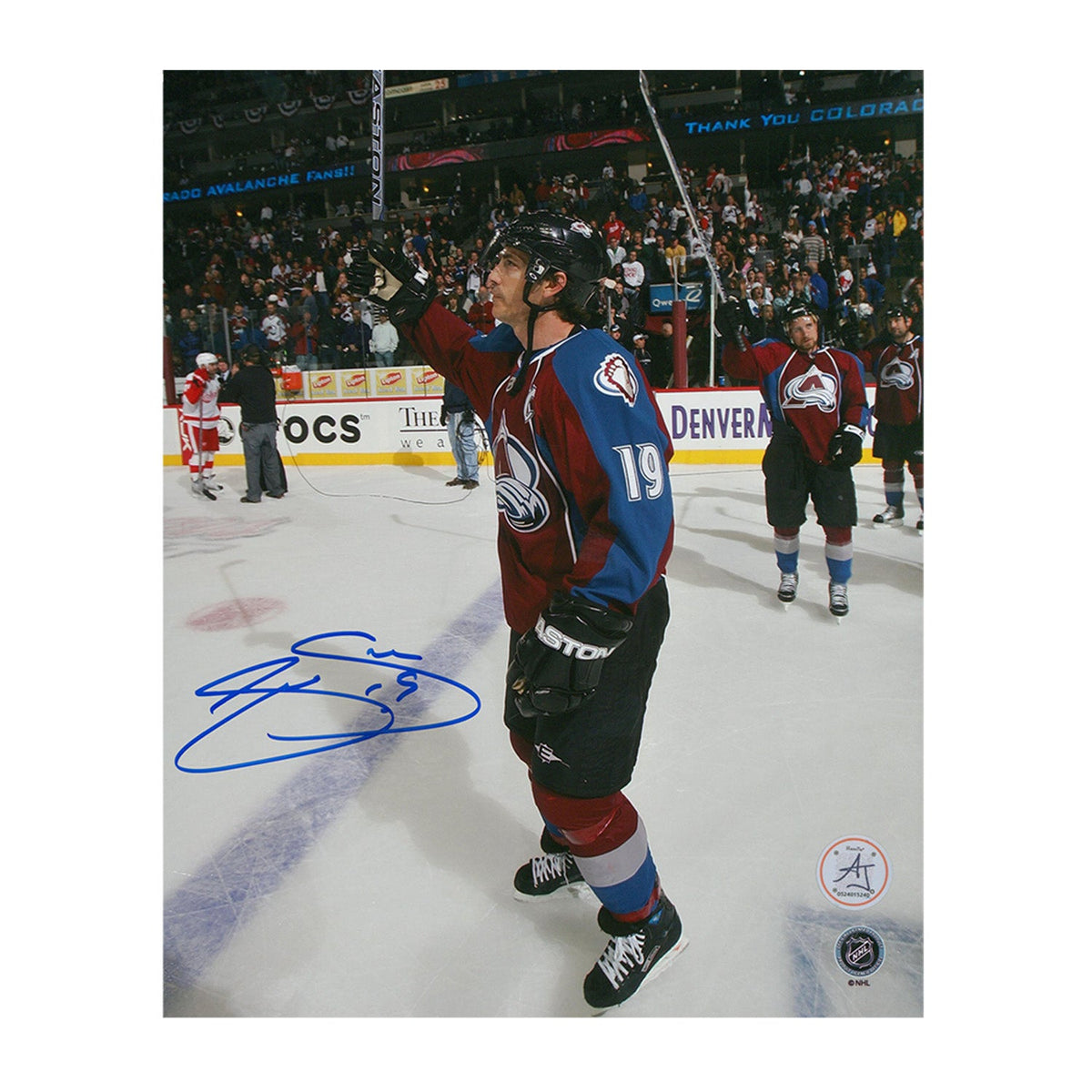 Joe Sakic Autographed Colorado Avalanche Last Playoff Game 8x10 Photo product image 1, provided for visual reference and