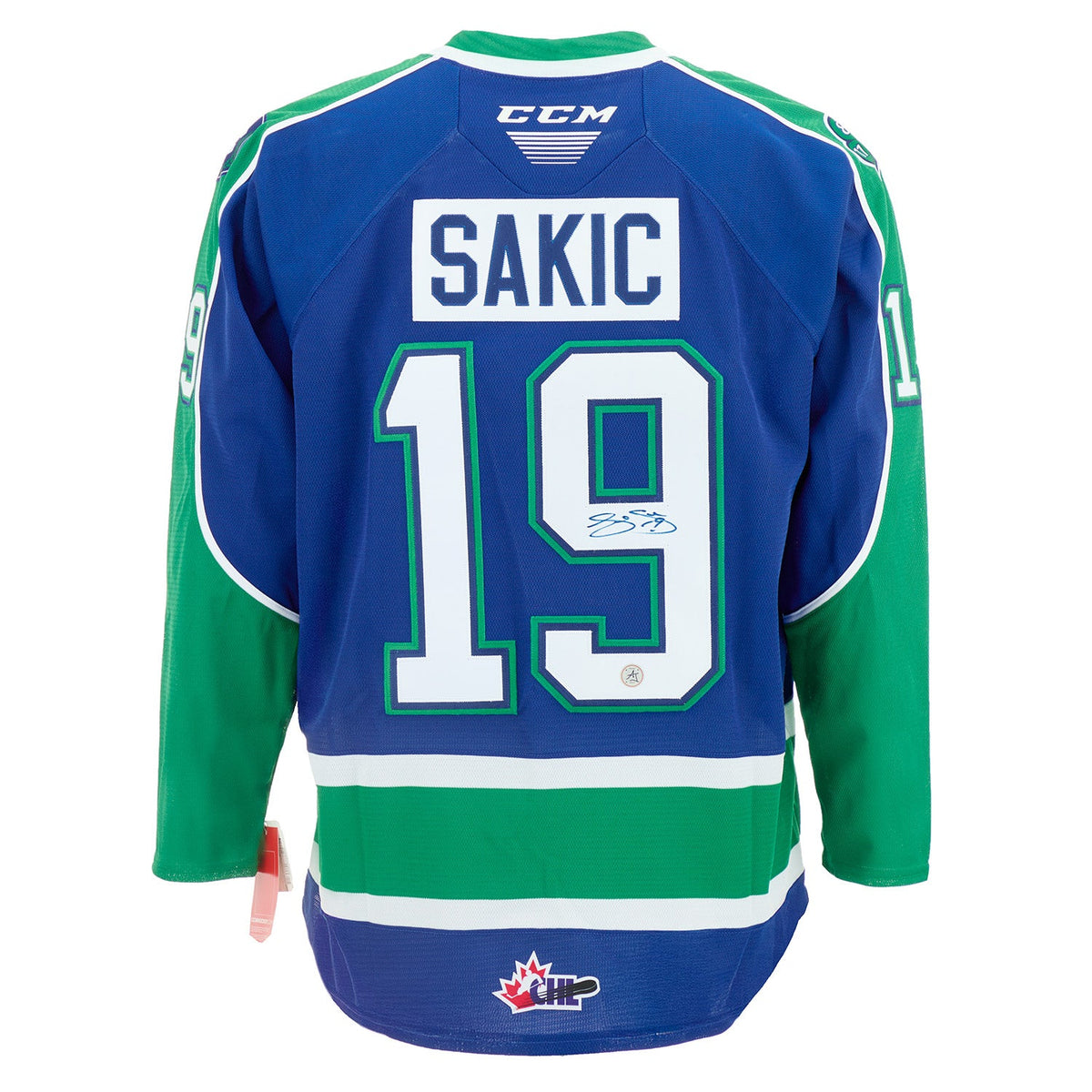 Joe Sakic Autographed Swift Current Broncos CCM CHL Hockey Jersey product image 1, provided for visual reference and product