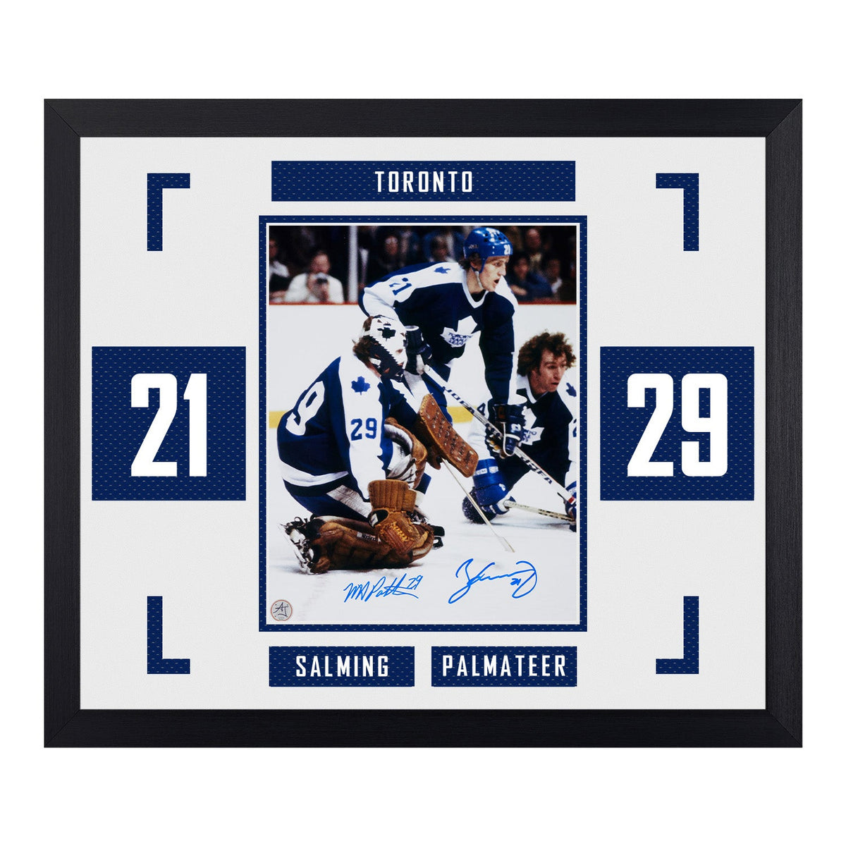 Borje Salming & Mike Palmateer Signed Toronto Double Number 23x27 Frame product image 1, provided for visual reference and