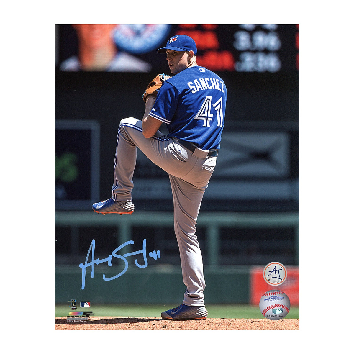 Aaron Sanchez Signed Toronto Blue Jays Pitching 8x10 Photo product image 1, provided for visual reference and product detail