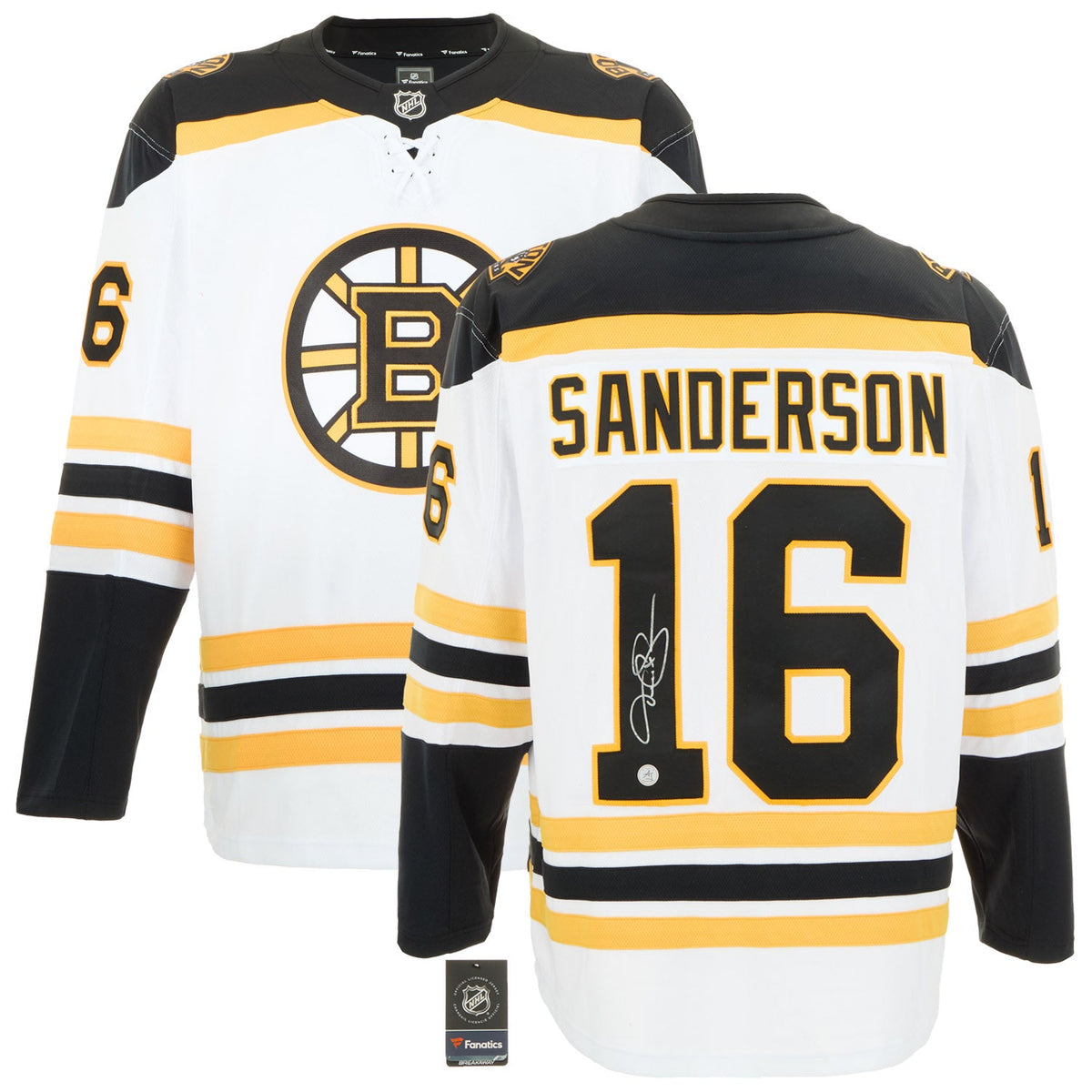 Derek Sanderson Signed Boston Bruins White Fanatics Breakaway Jersey product image 3, provided for visual reference and