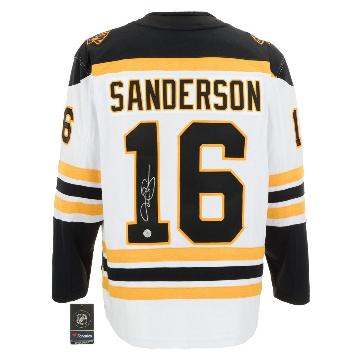 Derek Sanderson Signed Boston Bruins White Fanatics Breakaway Jersey product image 1, provided for visual reference and