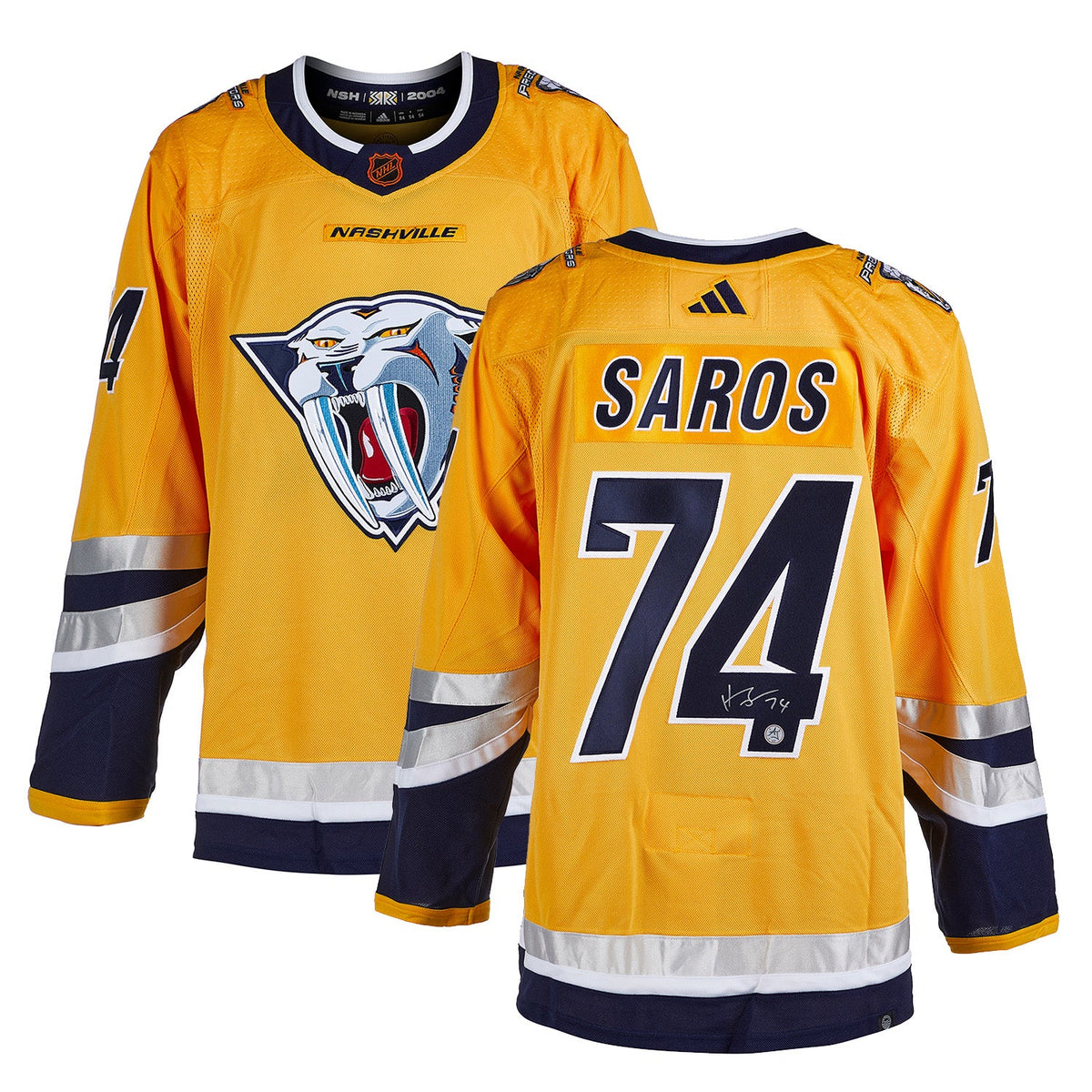Juuse Saros Signed Nashville Predators Reverse Retro 2.0 adidas Jersey product image 3, provided for visual reference and
