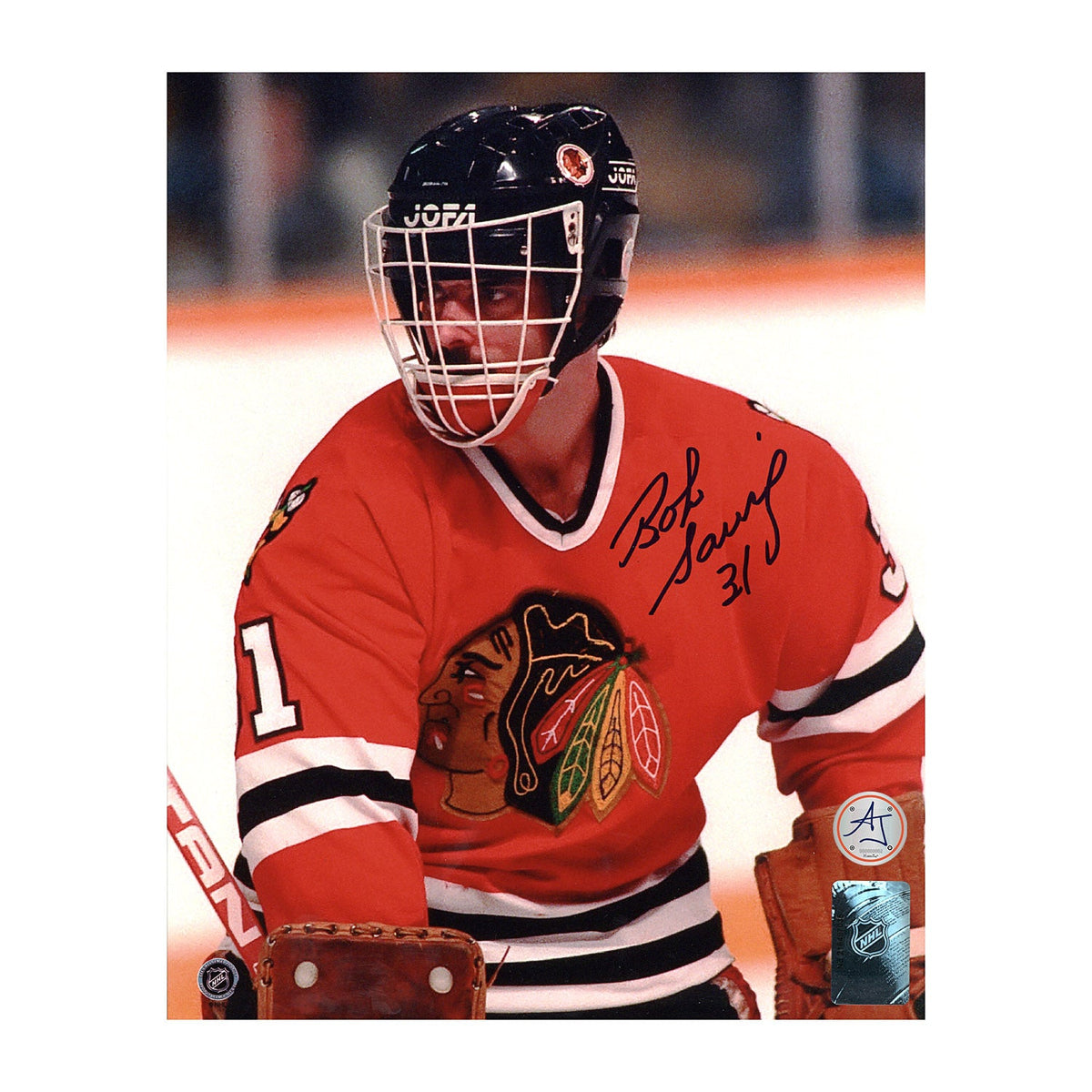 Bob Sauve Signed Chicago Blackhawks Goalie Mask Profile 8x10 Photo product image 1, provided for visual reference and
