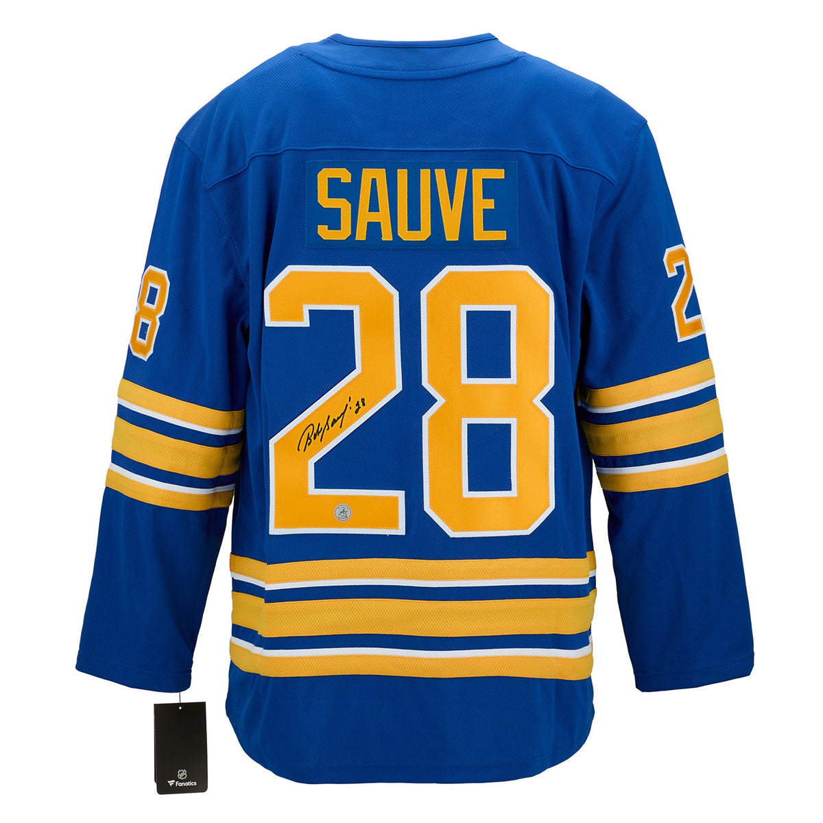 Bob Sauve Signed Buffalo Sabres Fanatics Breakaway Jersey product image 1, provided for visual reference and product detail