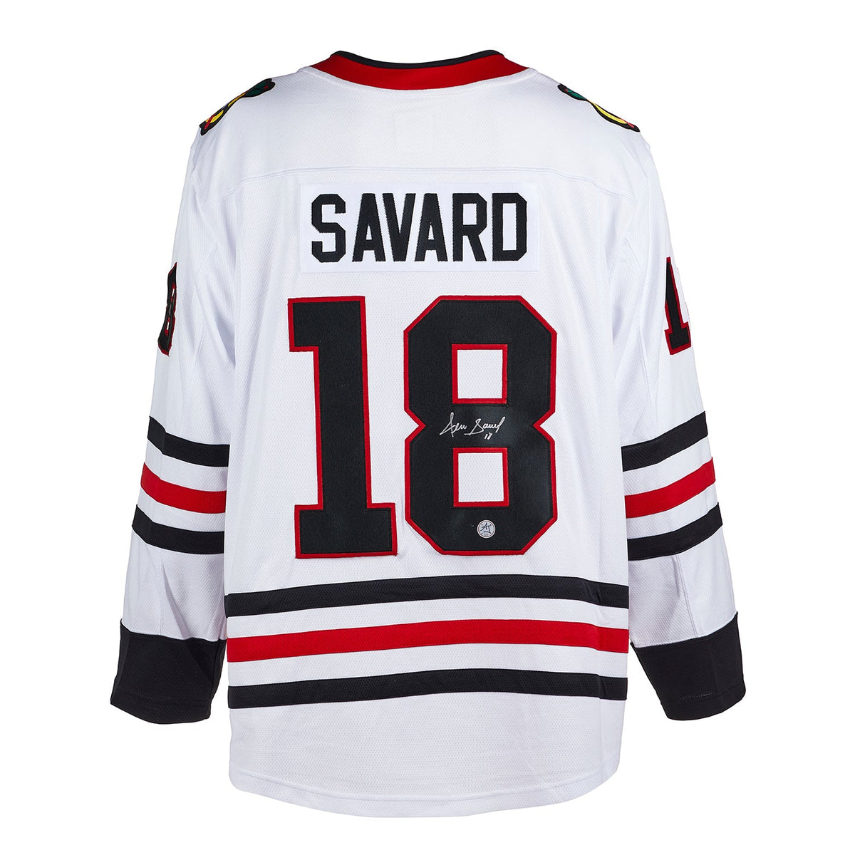 Denis Savard Signed Chicago Blackhawks White Fanatics Breakaway Jersey product image 1, provided for visual reference and