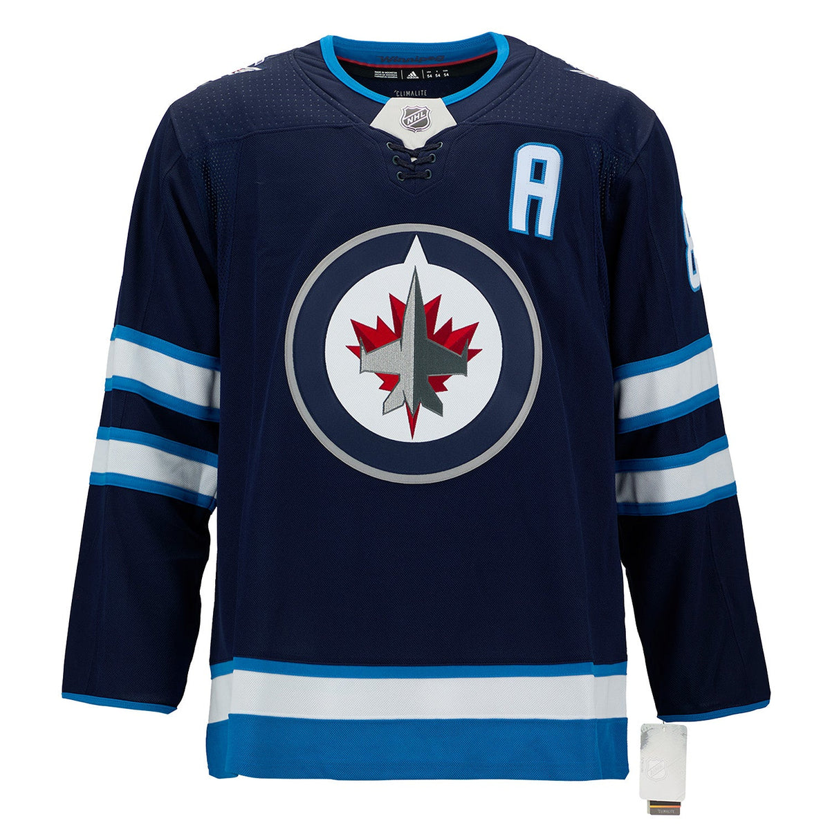 Mark Scheifele Autographed Winnipeg Jets Blue adidas Jersey product image 2, provided for visual reference and product