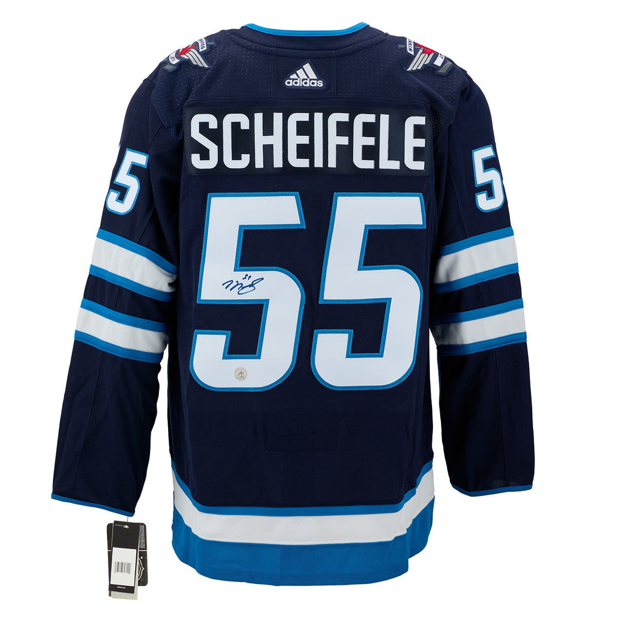 Mark Scheifele Autographed Winnipeg Jets Blue adidas Jersey product image 1, provided for visual reference and product