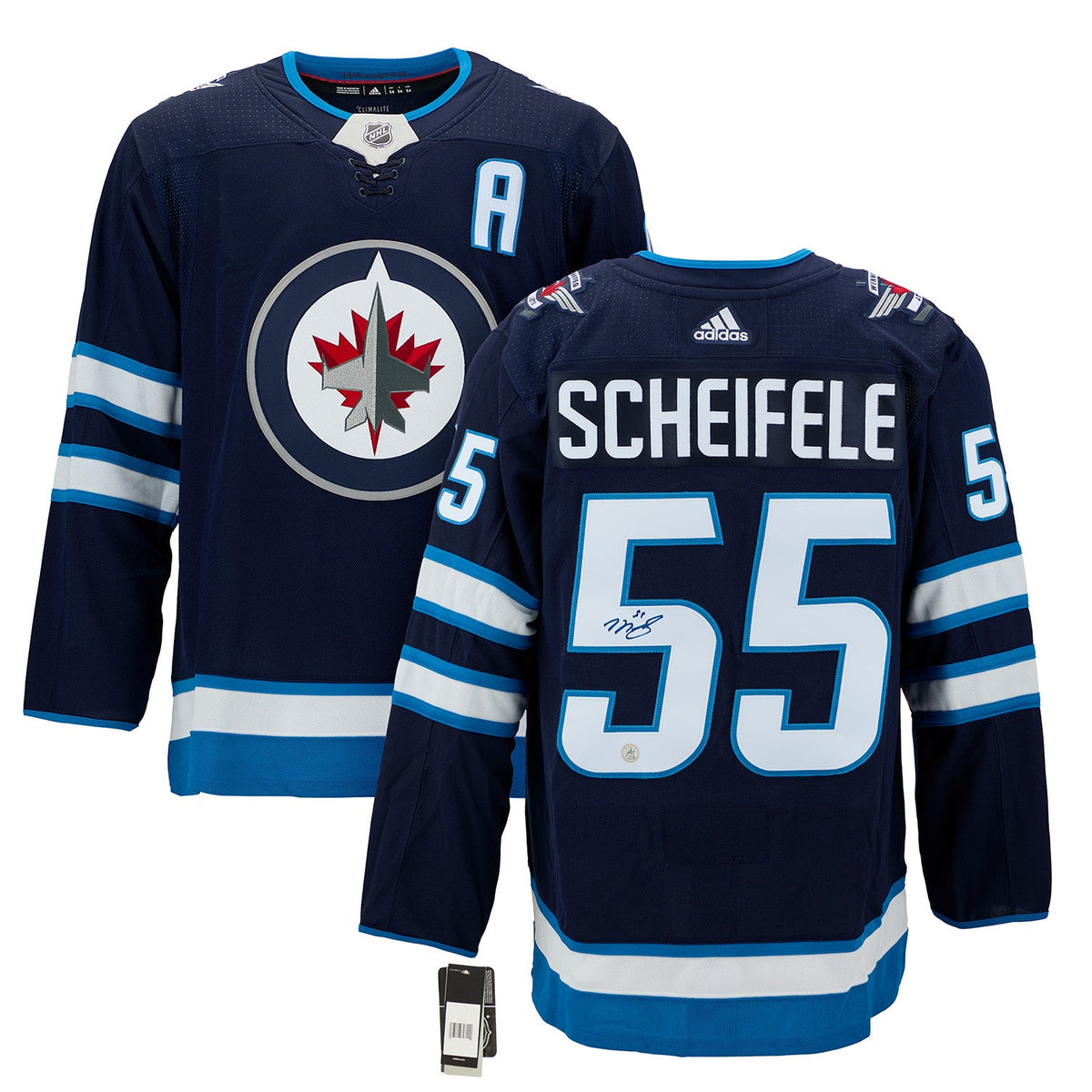 Mark Scheifele Autographed Winnipeg Jets Blue adidas Jersey product image 3, provided for visual reference and product