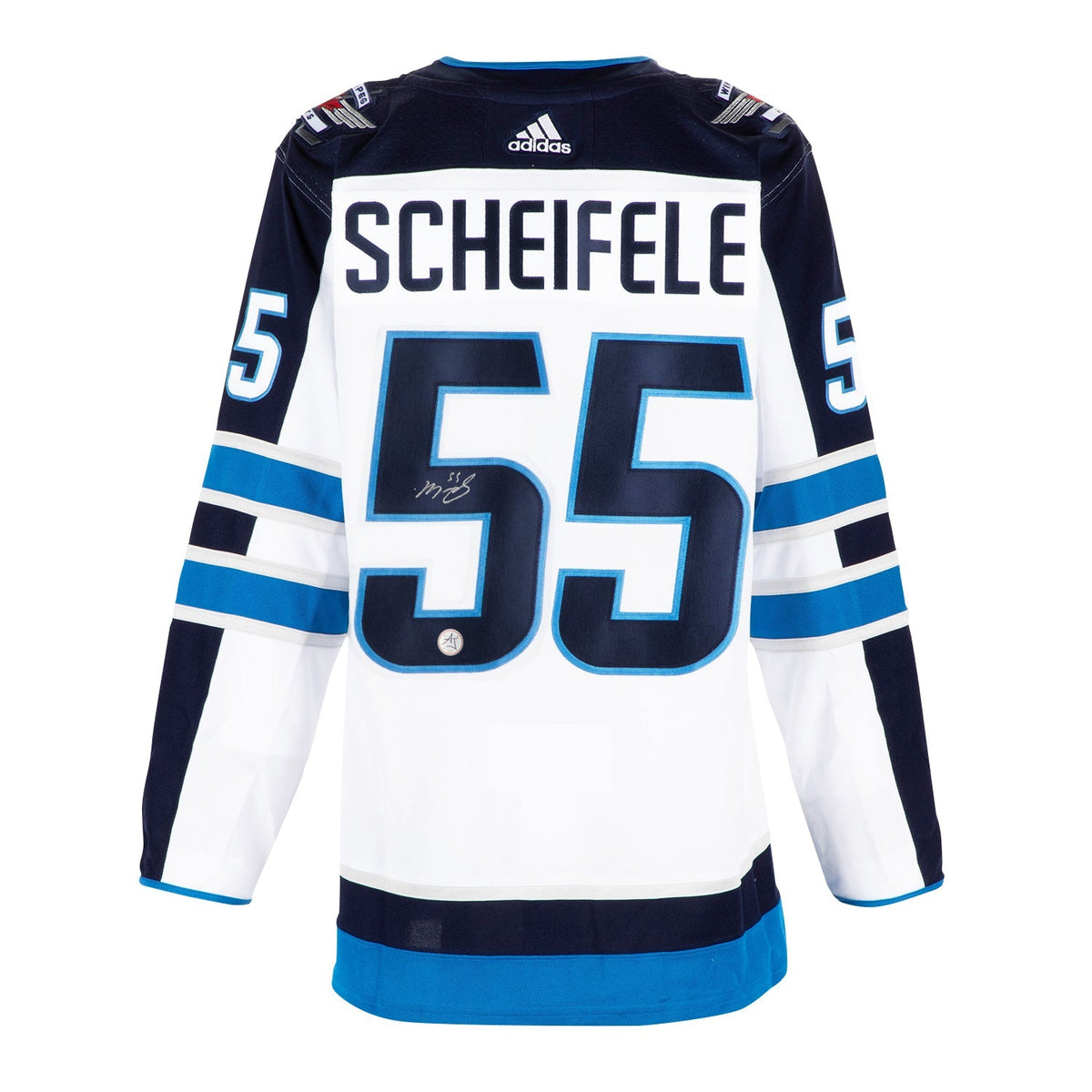 Mark Scheifele Autographed Winnipeg Jets White adidas Jersey product image 1, provided for visual reference and product