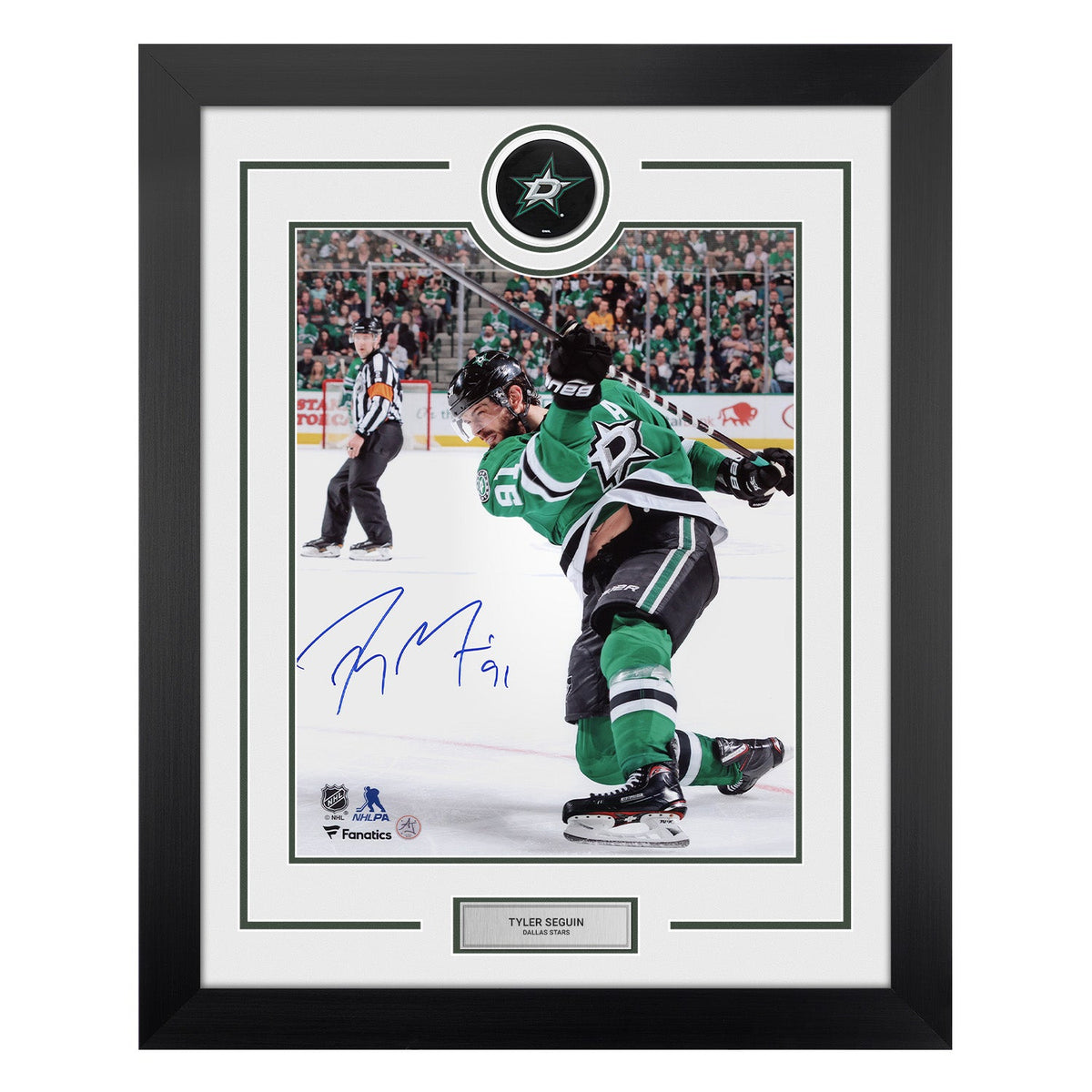 Tyler Seguin Signed Dallas Stars Puck Logo 26x32 Frame product image 1, provided for visual reference and product detail