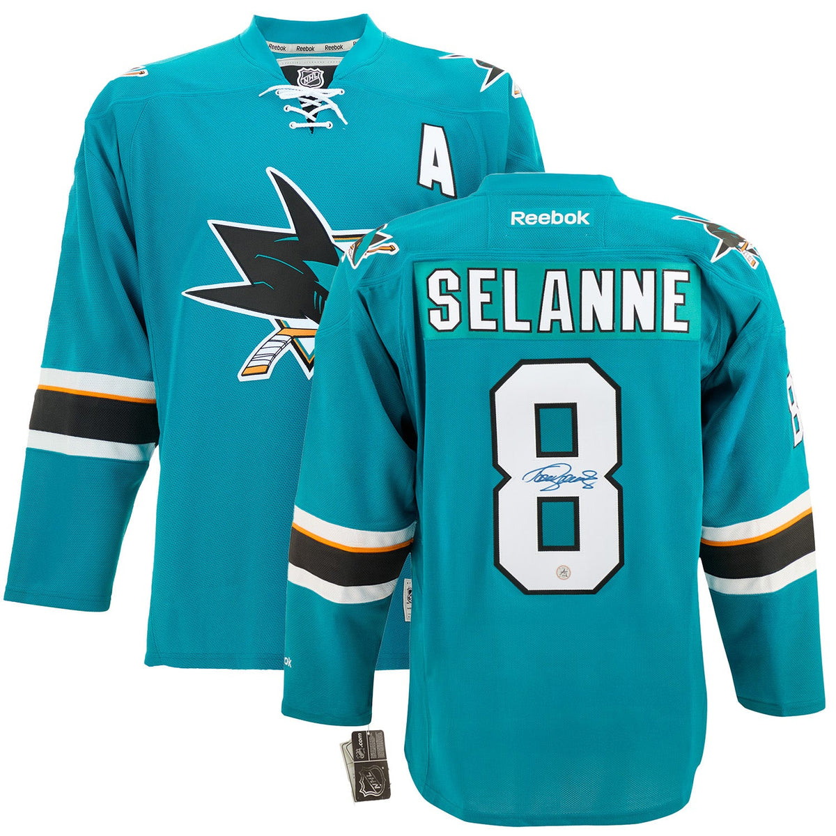 Teemu Selanne Autographed San Jose Sharks Vintage Reebok Jersey product image 3, provided for visual reference and product