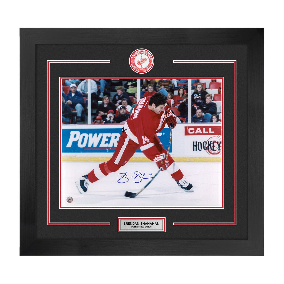 Brendan Shanahan Autographed Detroit Red Wings Centre Ice Logo 28x30 Frame product image 1, provided for visual reference