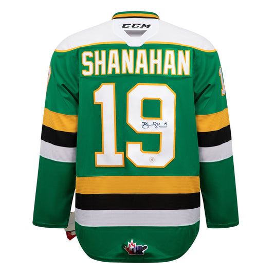 Brendan Shanahan Autographed London Knights Green CCM CHL Jersey product image 1, provided for visual reference and product