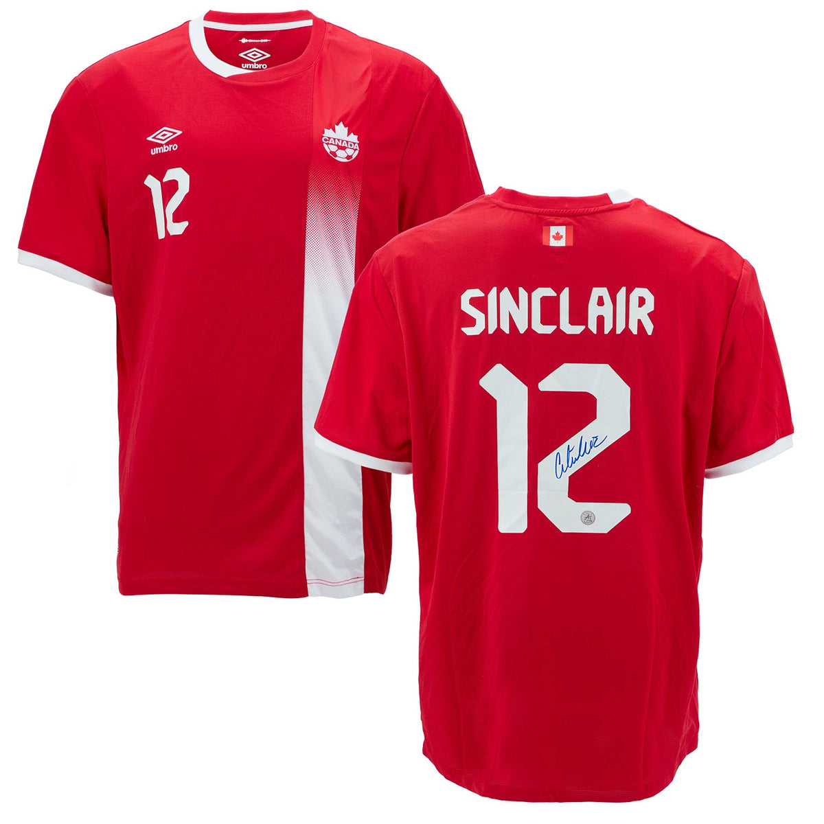 Christine Sinclair Autographed Team Canada Umbro Replica Soccer Jersey product image 3, provided for visual reference and