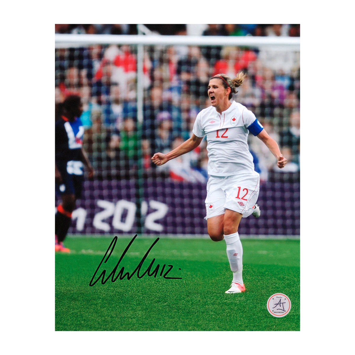 Christine Sinclair Signed Team Canada Soccer Goal Celebration 8x10 Photo product image 1, provided for visual reference and