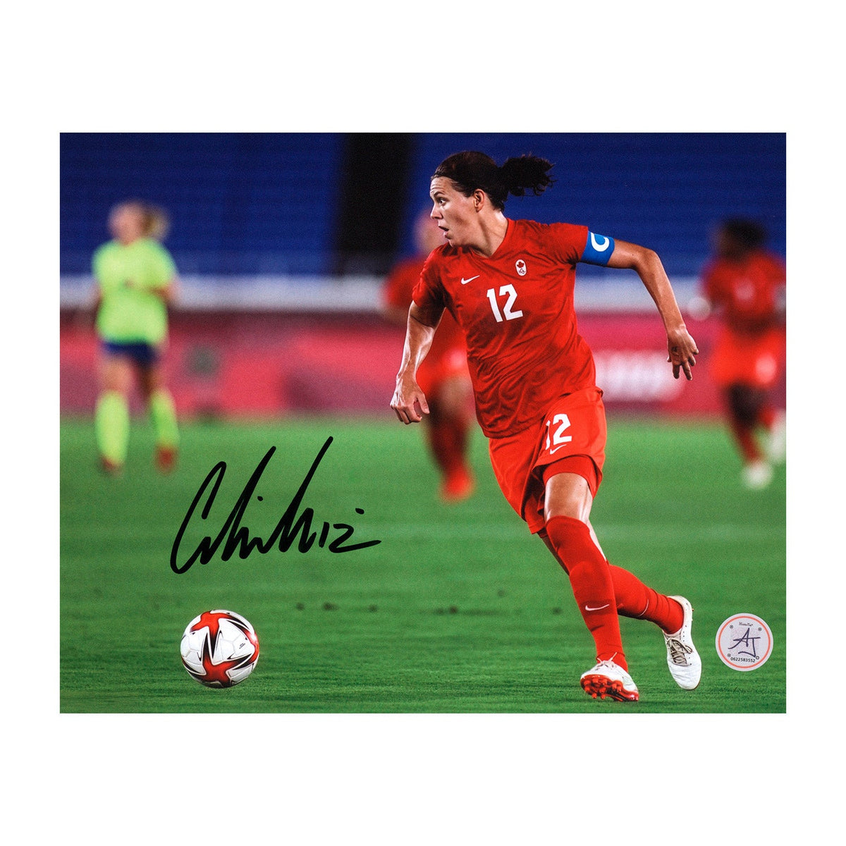 Christine Sinclair Signed Team Canada Soccer Gold Medal Game 8x10 Photo product image 1, provided for visual reference and