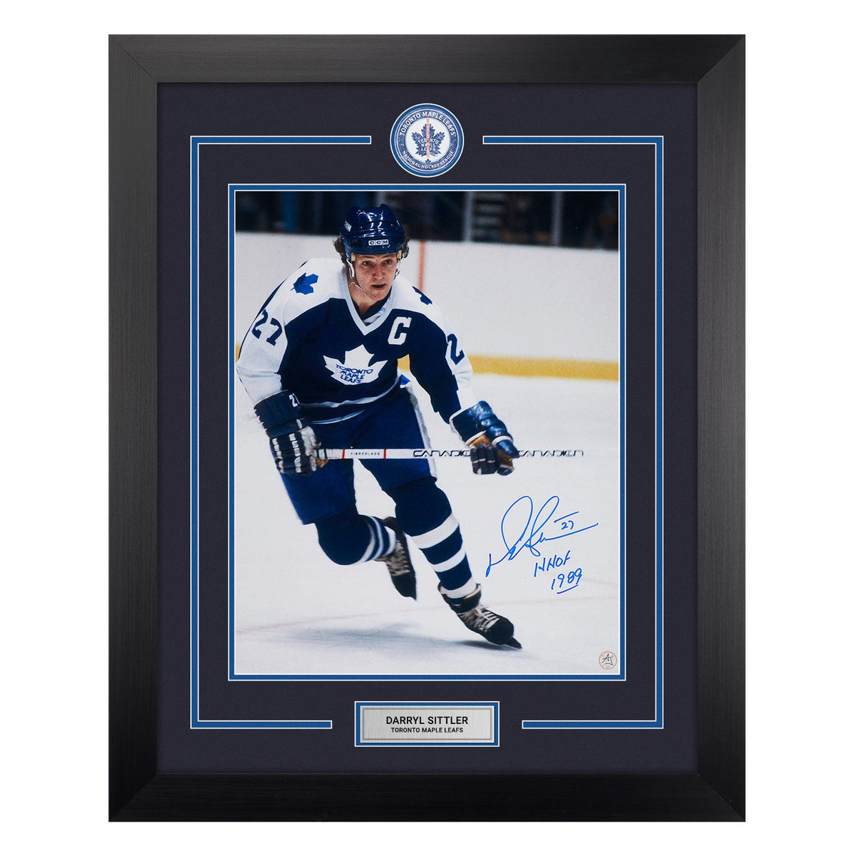 Darryl Sittler Autographed Toronto Maple Leafs Centre Ice Logo 26x32 Frame product image 1, provided for visual reference