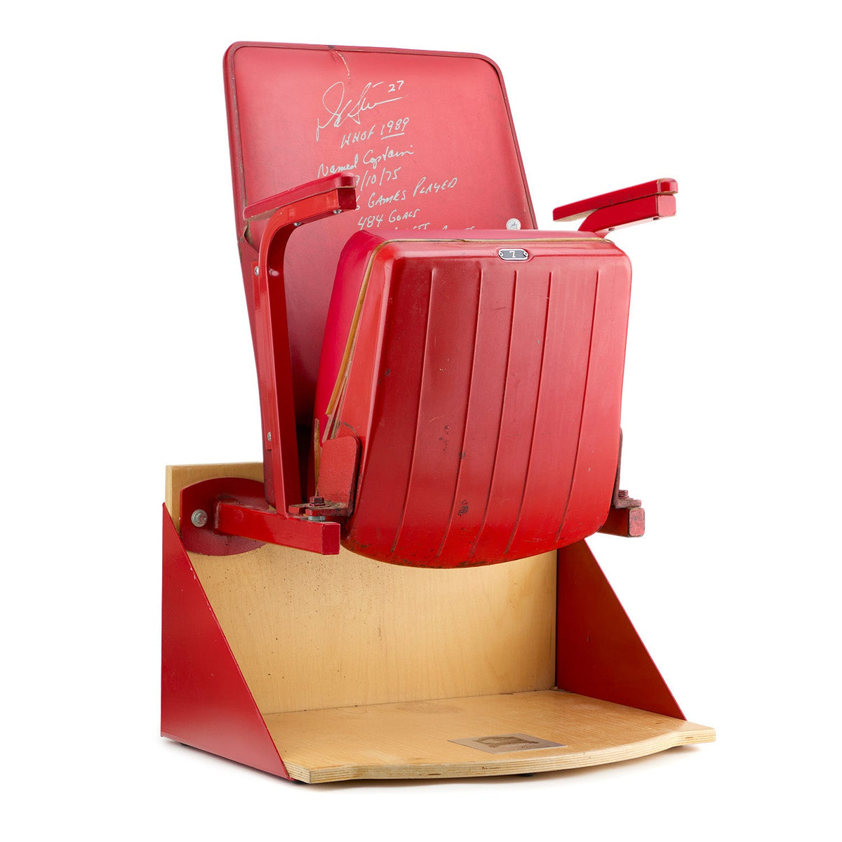 Darryl Sittler Signed & Inscribed Maple Leaf Gardens Original Red Seat On Base product image 2, provided for visual