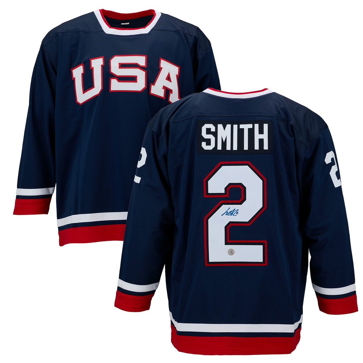 Will Smith Autographed Team USA Custom Hockey Nation Jersey product image 3, provided for visual reference and product