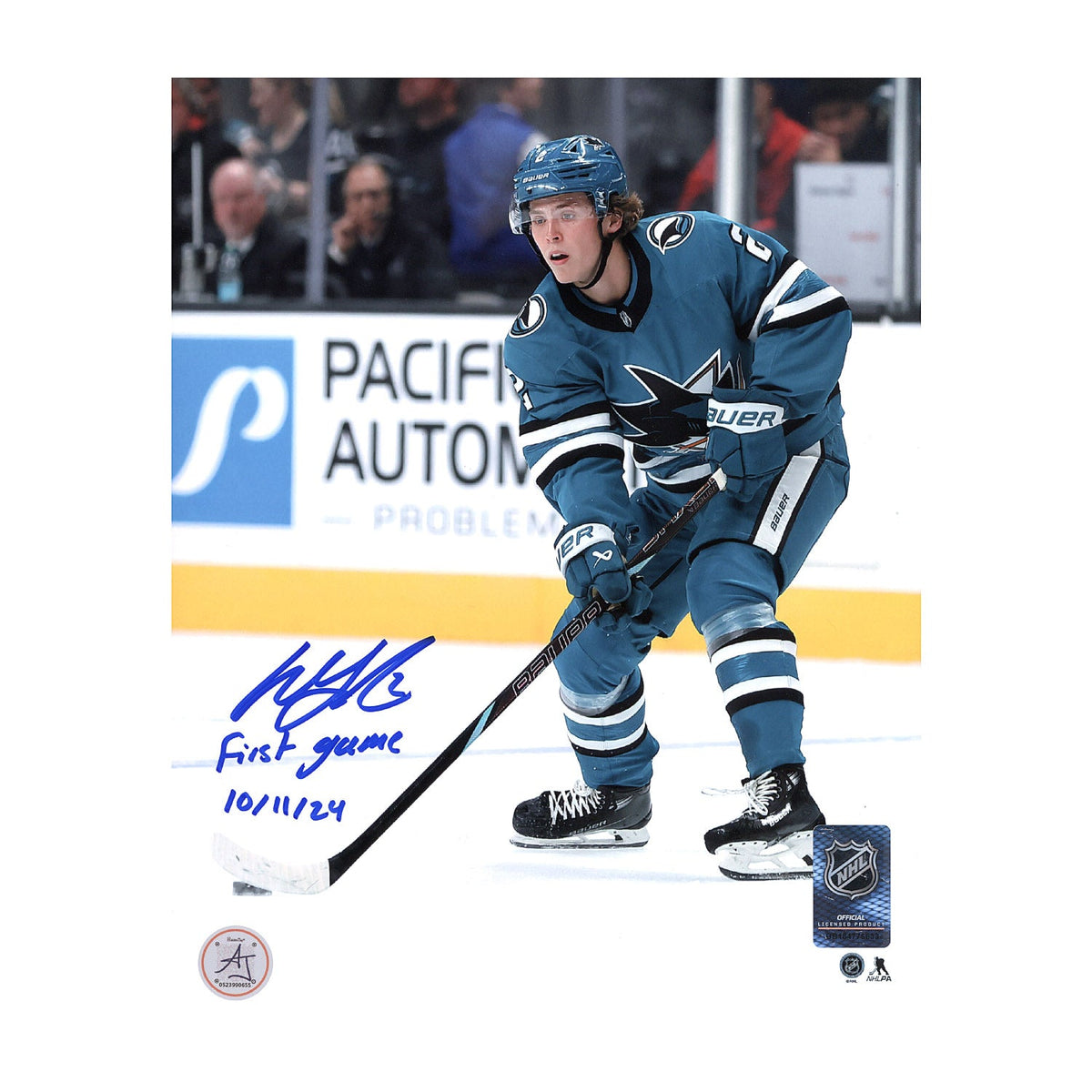 Will Smith Signed & Dated San Jose Sharks 1st NHL Game 8x10 Photo product image 1, provided for visual reference and product