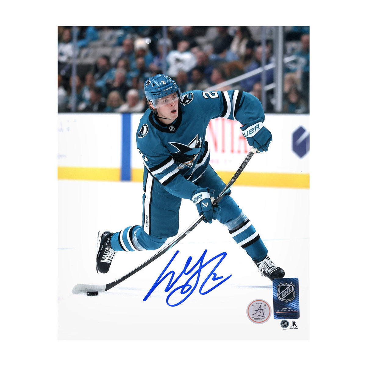 Will Smith Autographed San Jose Sharks Slapshot 8x10 Photo product image 1, provided for visual reference and product detail