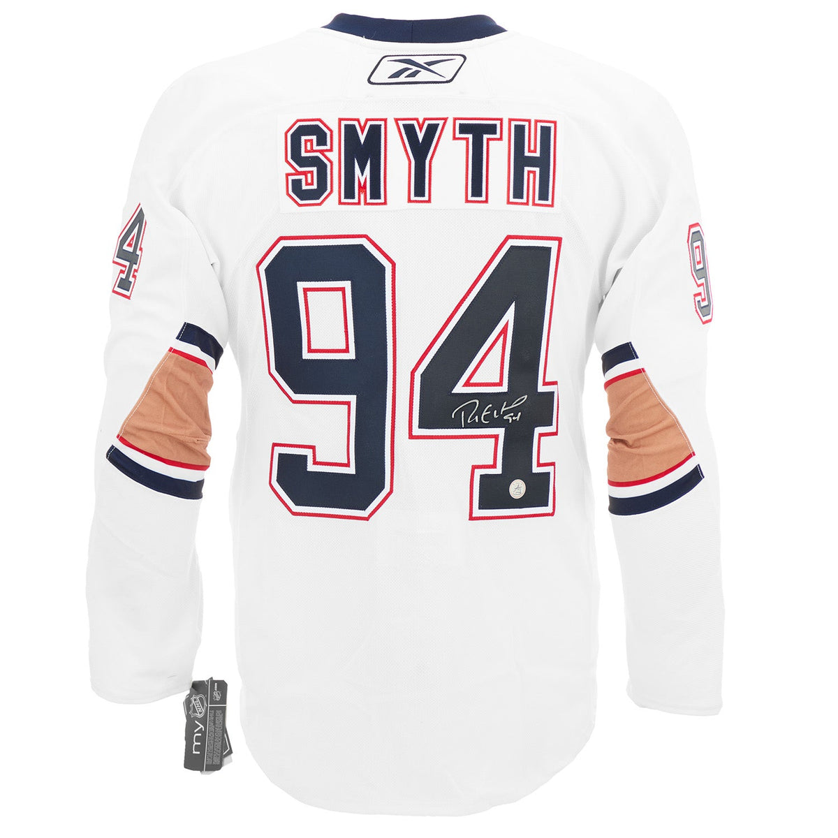 Ryan Smyth Edmonton Oilers Signed White Reebok Authentic On Ice Jersey product image 1, provided for visual reference and