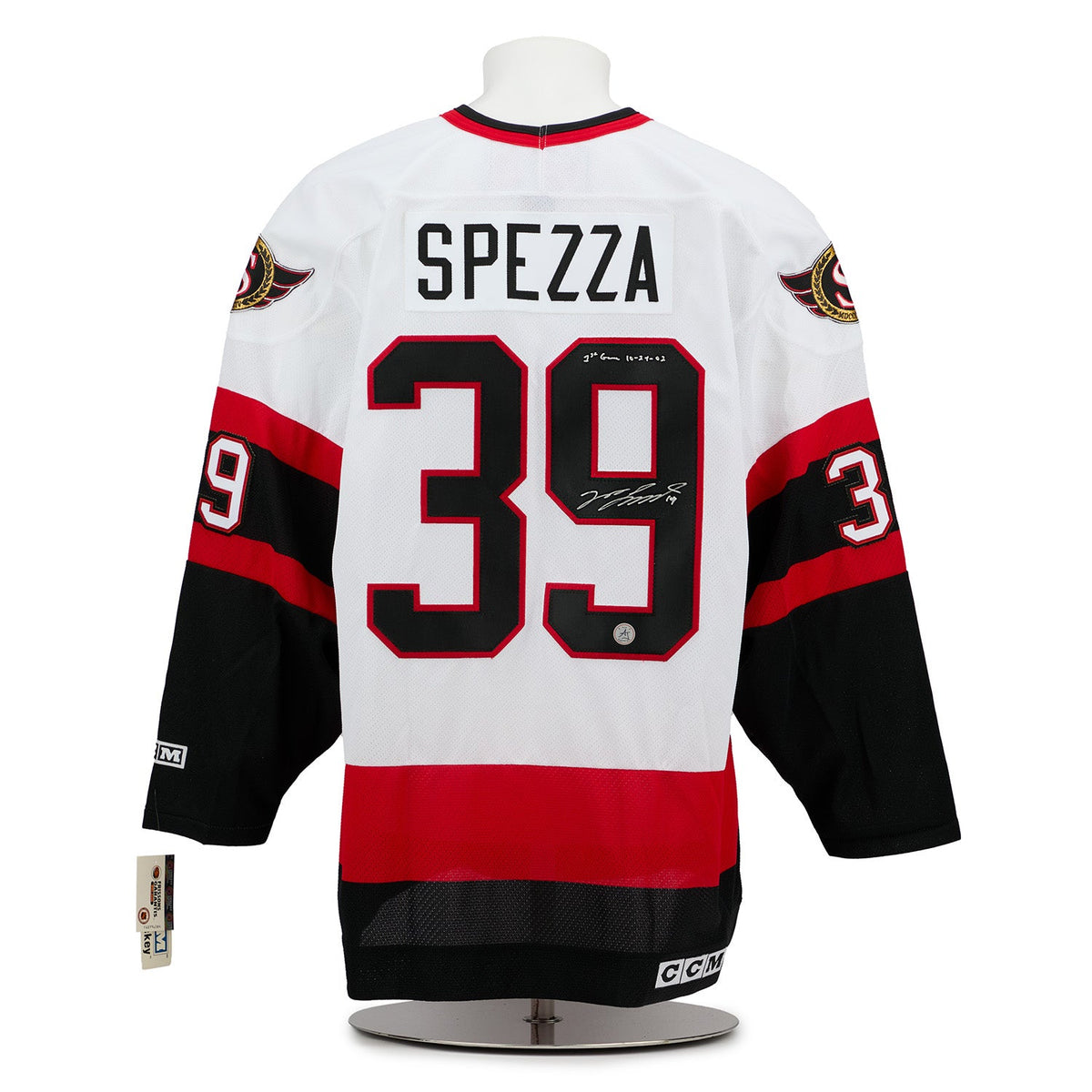 Jason Spezza Ottawa Senators Signed & Dated 1st Game Vintage CCM Jersey product image 1, provided for visual reference and