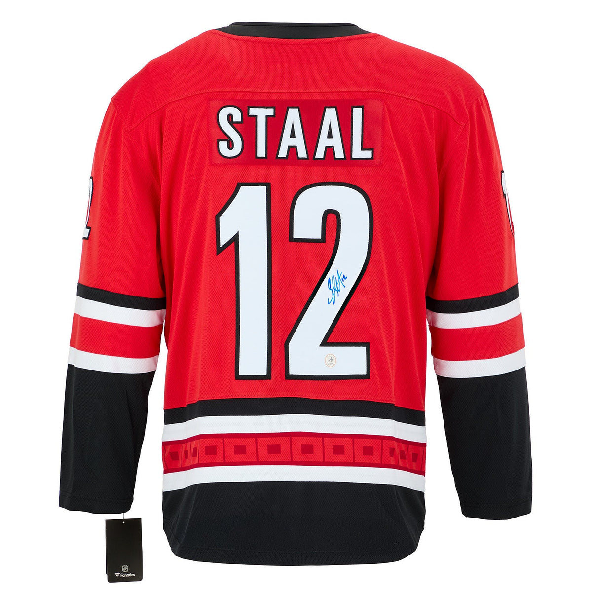 Eric Staal Autographed Carolina Hurricanes Red Fanatics Breakaway Jersey product image 1, provided for visual reference and