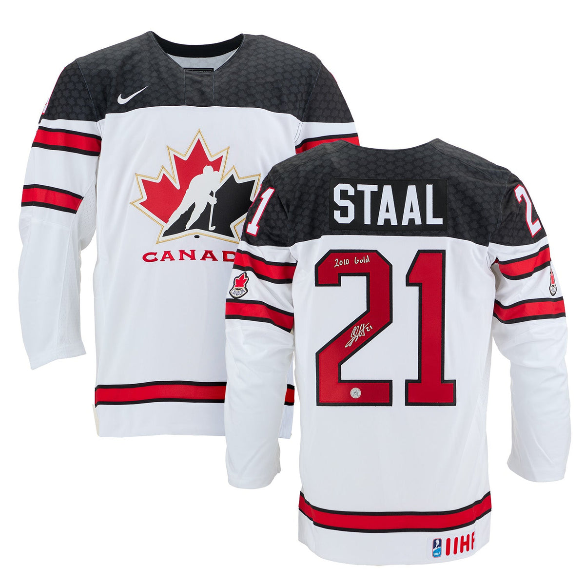 Eric Staal Signed & Inscribed Team Canada White Nike Hockey Jersey product image 3, provided for visual reference and