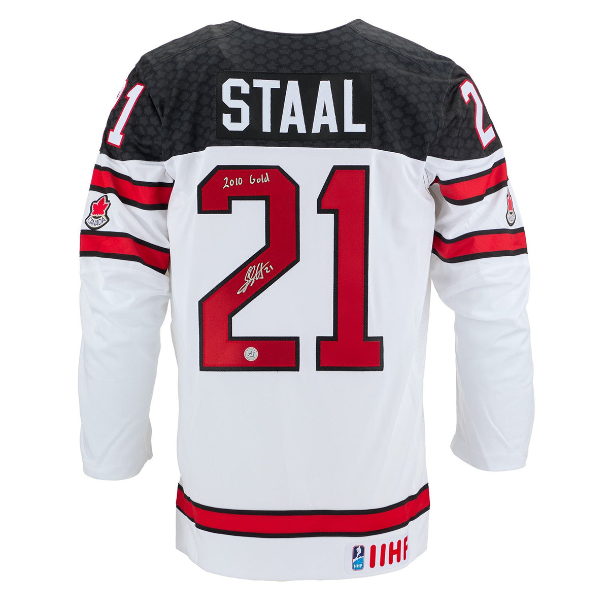 Eric Staal Signed & Inscribed Team Canada White Nike Hockey Jersey product image 1, provided for visual reference and