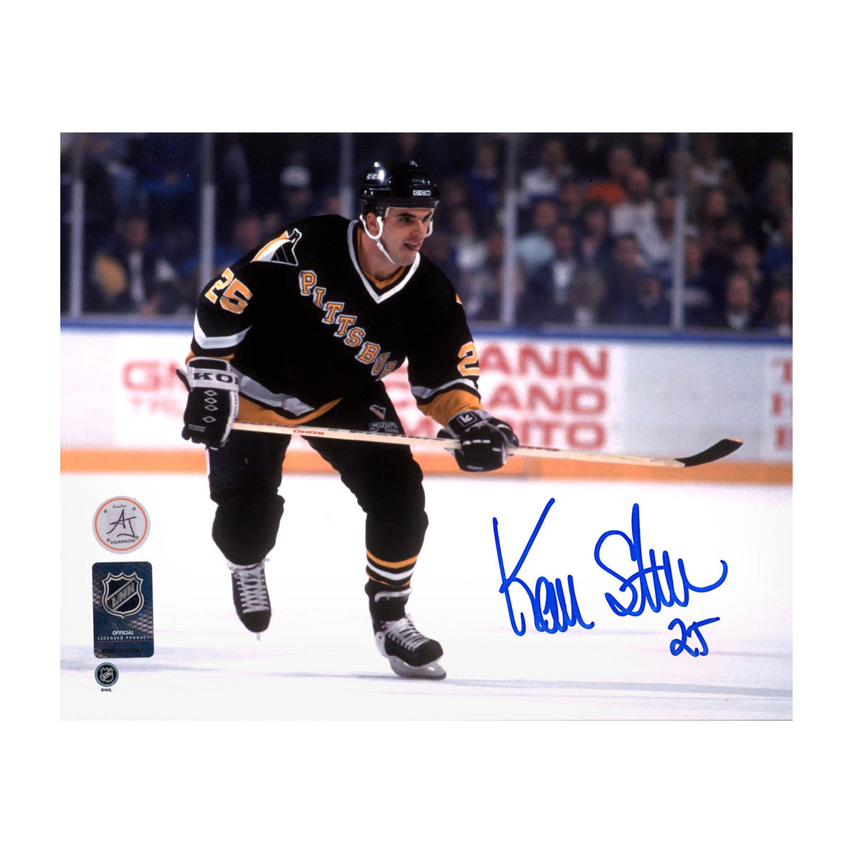 Kevin Stevens Autographed Pittsburgh Penguins Game Action 8x10 Photo product image 1, provided for visual reference and