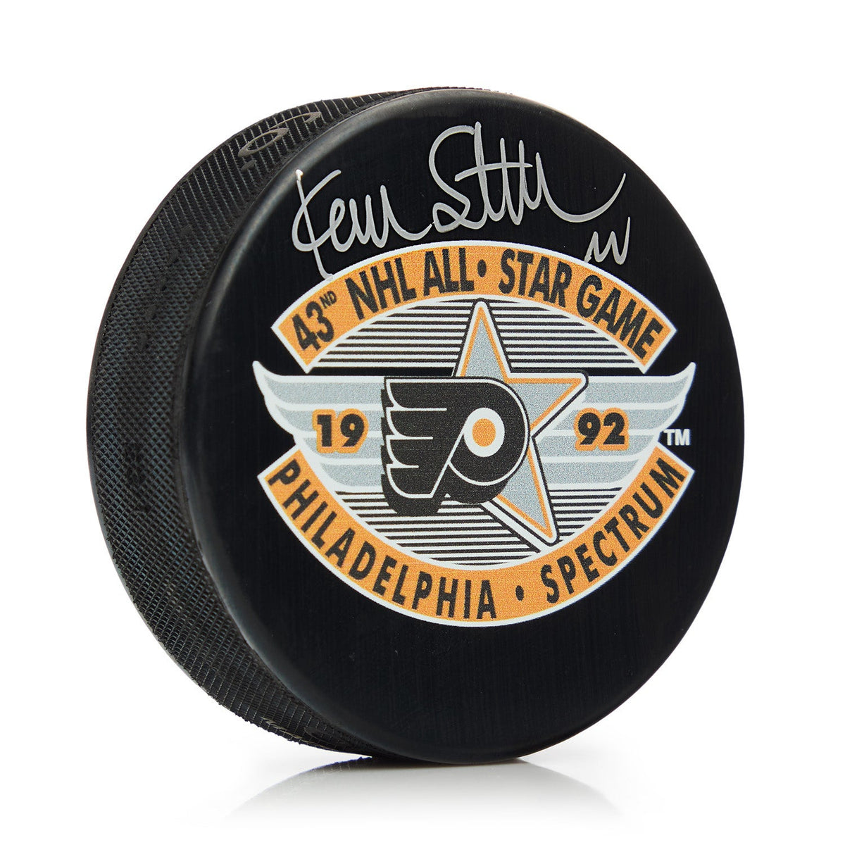 Kevin Stevens Signed 1991 NHL All-Star Game Puck product image 1, provided for visual reference and product detail review