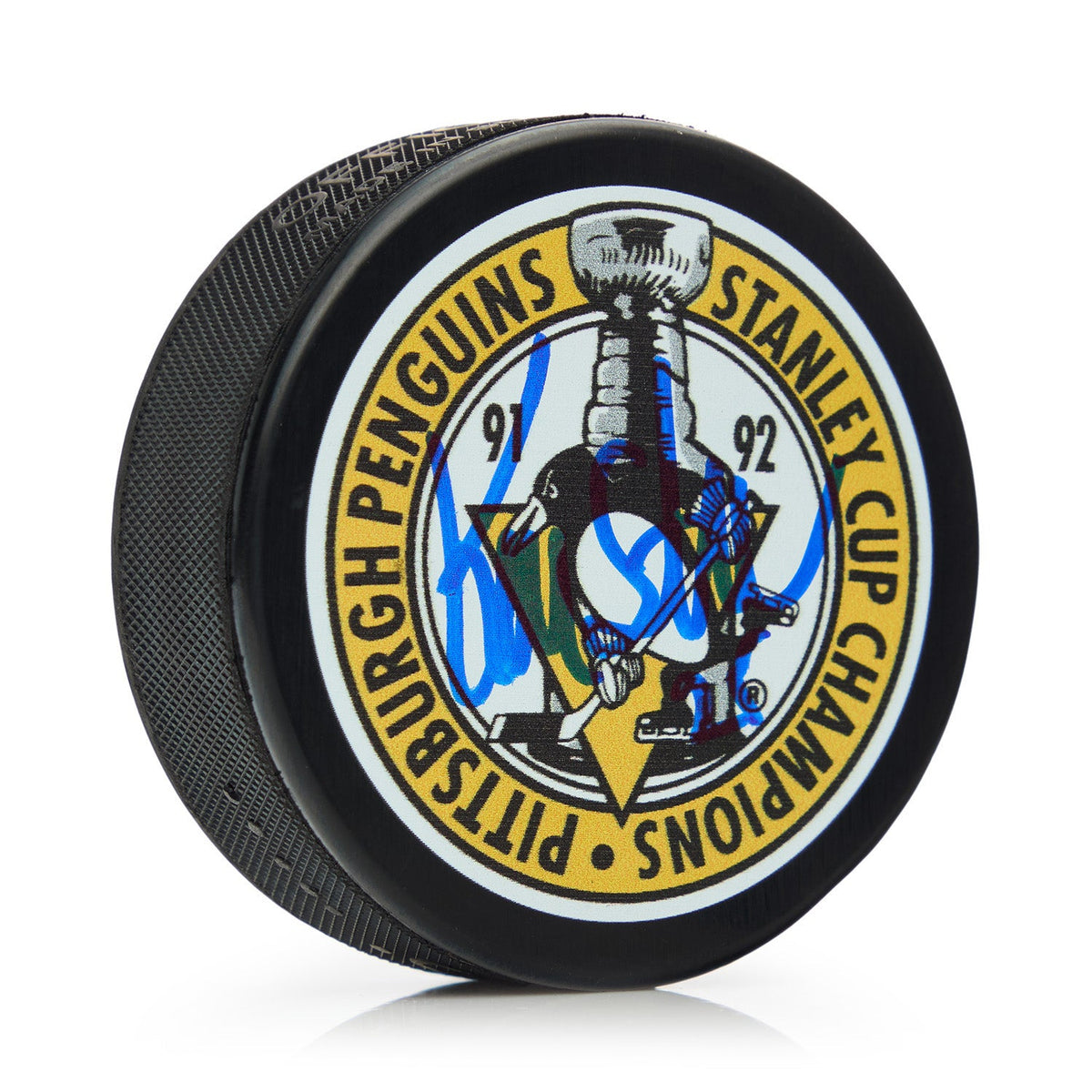 Kevin Stevens Signed Pittsburgh Penguins 91-92 Stanley Cup Puck product image 1, provided for visual reference and product