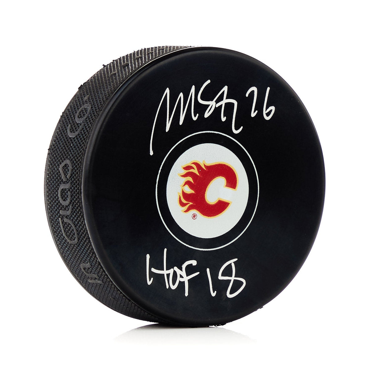 Martin St Louis Autographed Calgary Flames Hockey Puck with HOF Note product image 1, provided for visual reference and