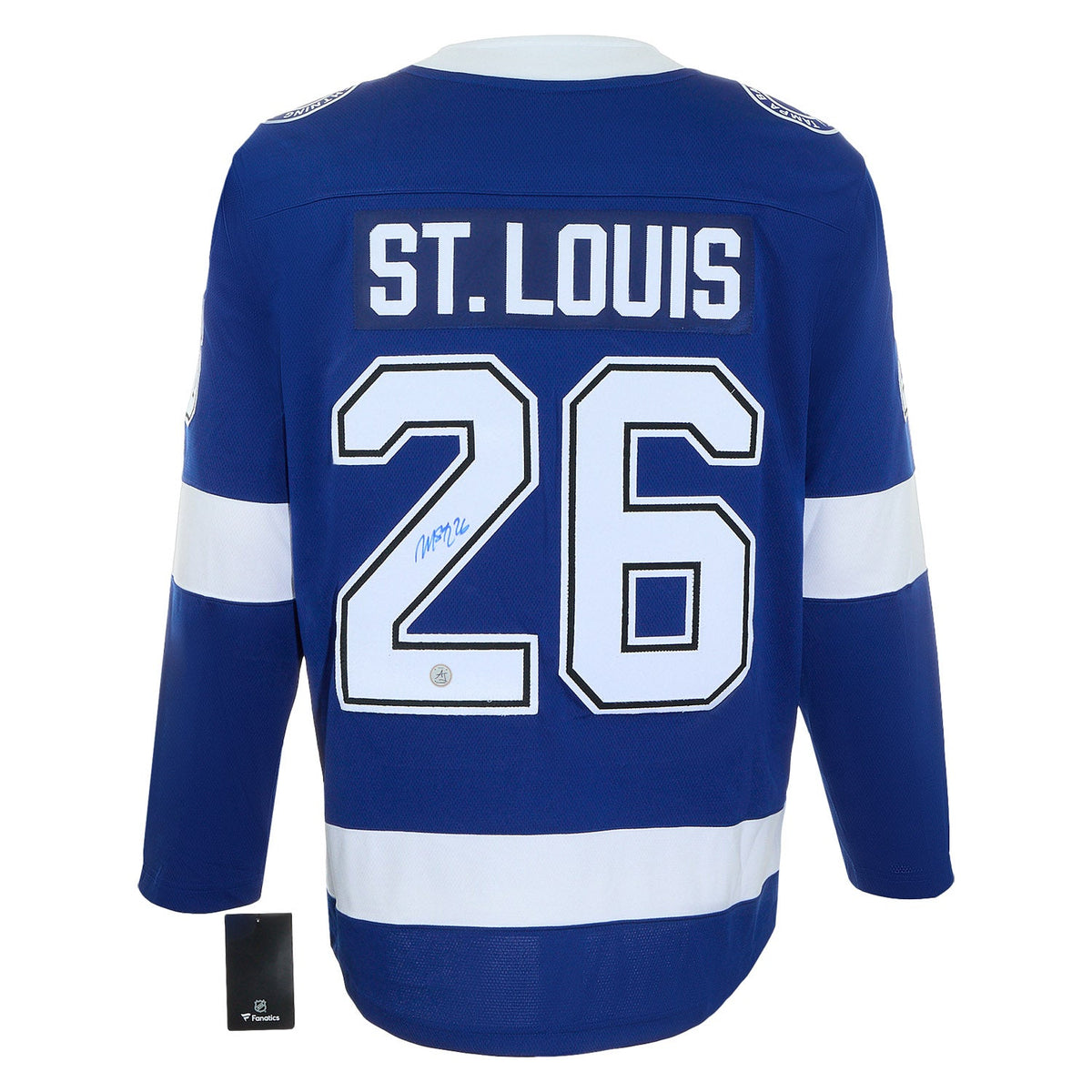 Martin St Louis Autographed Tampa Bay Lightning Fanatics Breakaway Jersey product image 1, provided for visual reference and