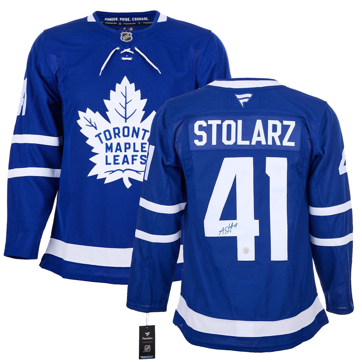 Anthony Stolarz Autographed Toronto Maple Leafs Fanatics Premium Jersey product image 3, provided for visual reference and