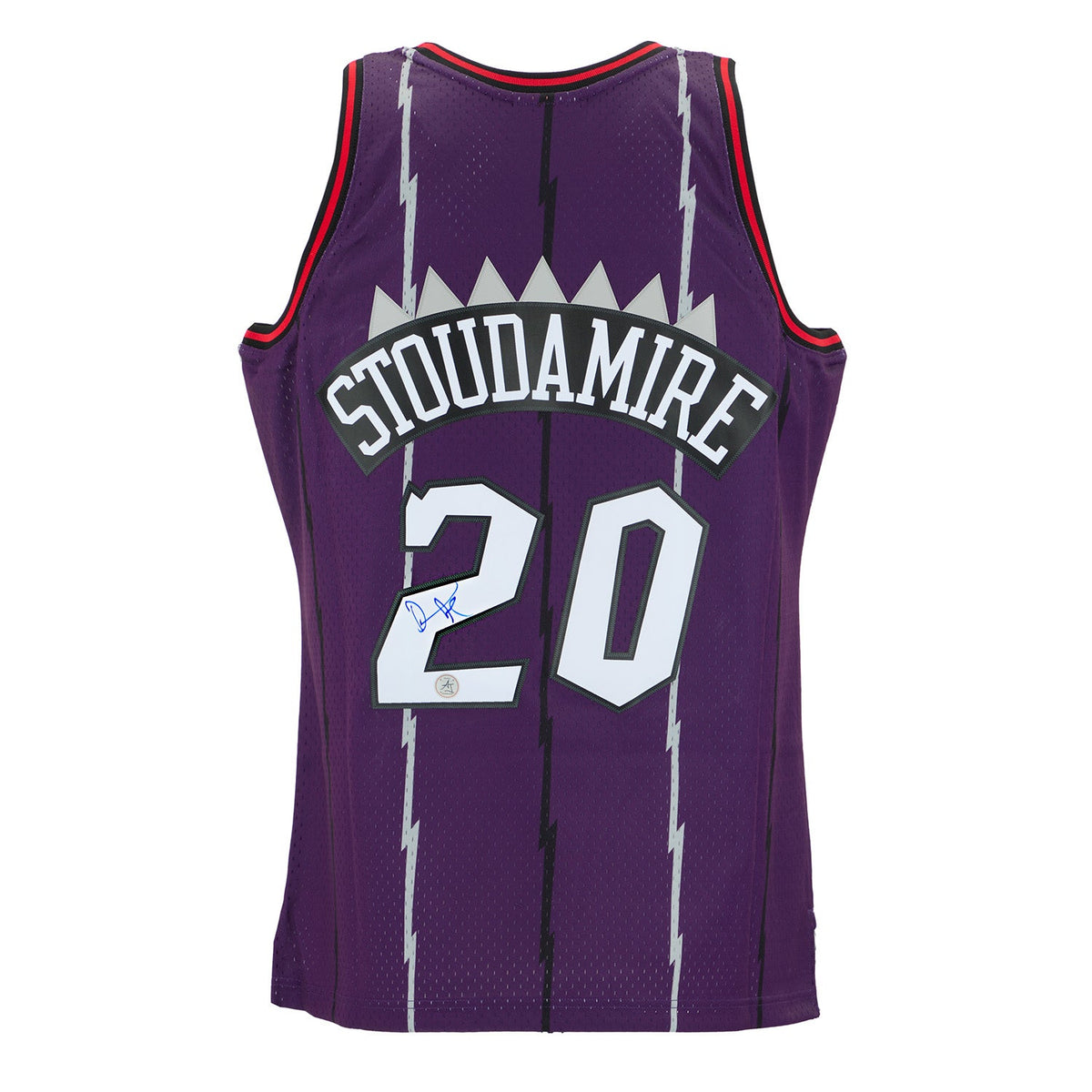 Damon Stoudamire Signed Toronto Raptors Mitchell & Ness Throwback Jersey product image 1, provided for visual reference and