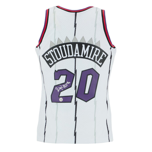 Damon Stoudamire Signed Toronto Raptors Mitchell & Ness Jersey with ROY 96 Note product image 1, provided for visual
