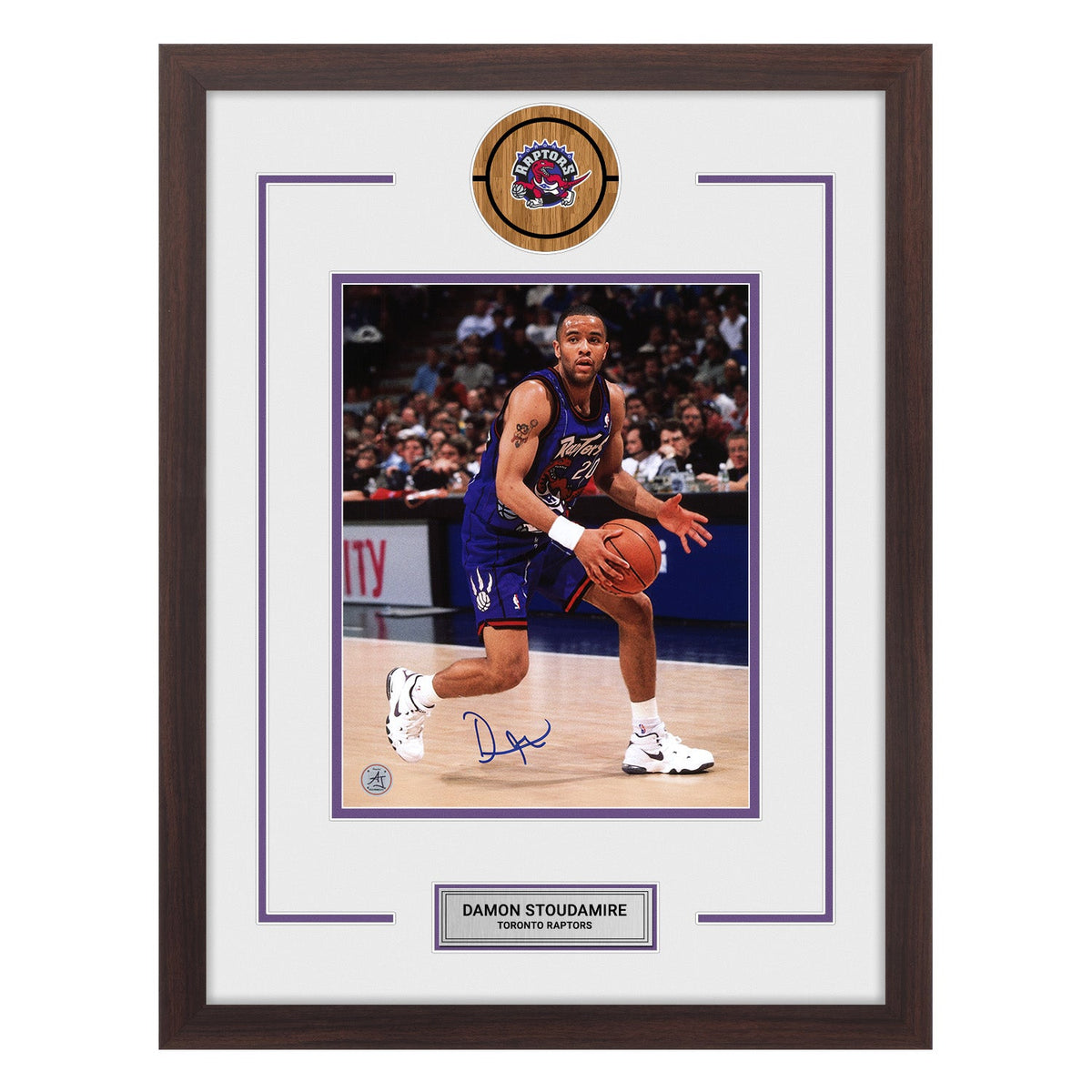 Damon Stoudamire Autographed Toronto Raptors Basketball 20x26 Frame product image 1, provided for visual reference and