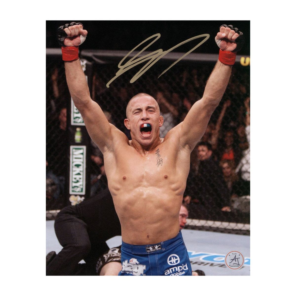 Georges St-Pierre Autographed UFC Victory Celebration 8x10 Photo product image 1, provided for visual reference and product