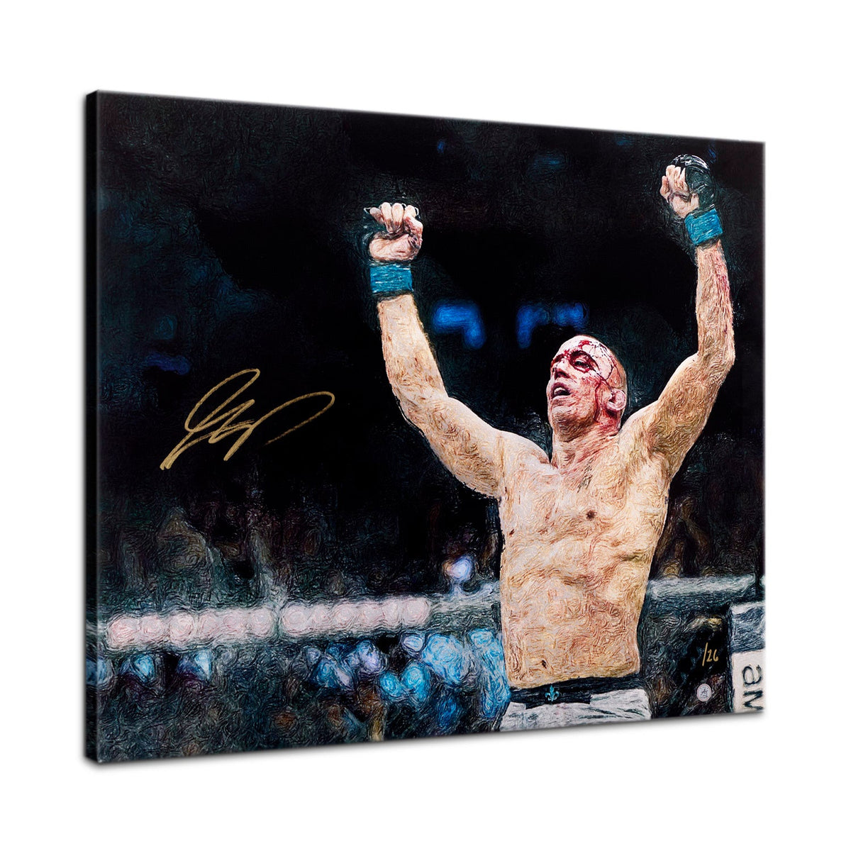 Georges St-Pierre Autographed Bloody Warrior 26x32 Art Canvas #/26 product image 1, provided for visual reference and