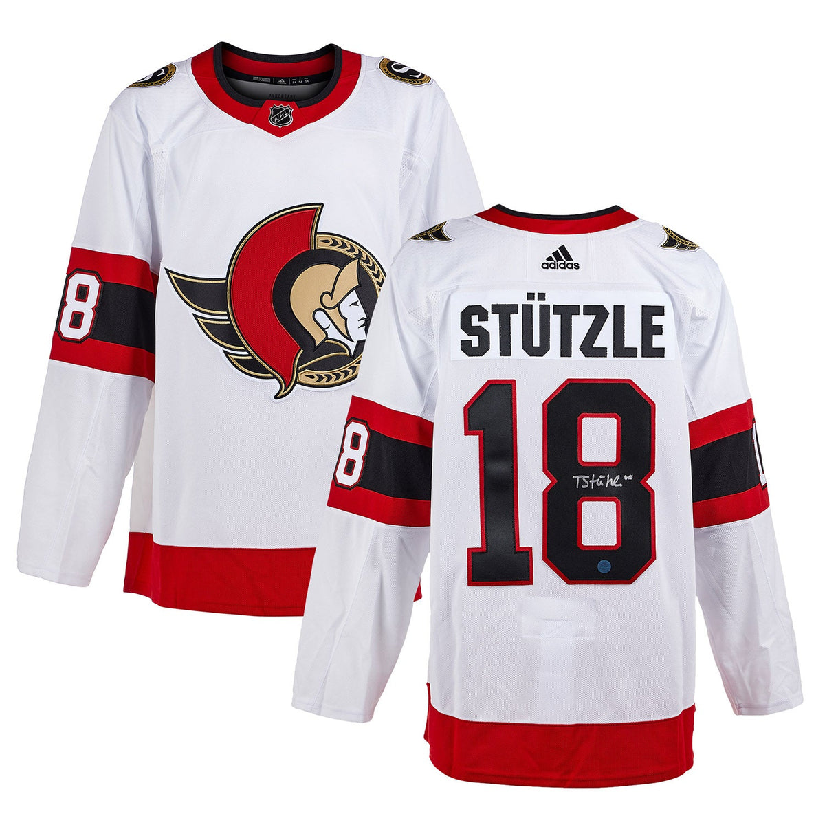 Tim Stutzle Signed Ottawa Senators White adidas Jersey product image 3, provided for visual reference and product detail