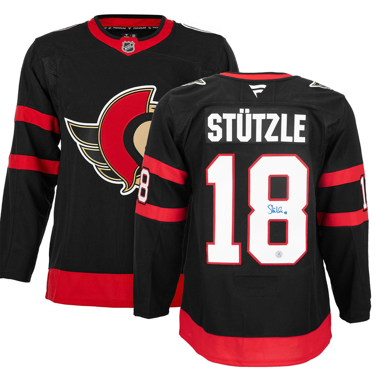 Tim Stutzle Autographed Ottawa Senators Fanatics Premium Jersey product image 3, provided for visual reference and product