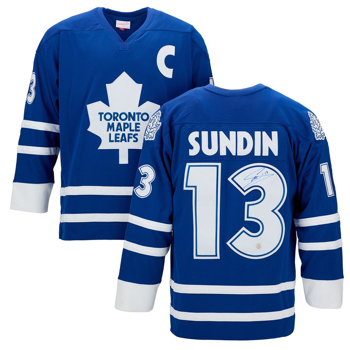 Mats Sundin Autographed Toronto Maple Leafs Mitchell & Ness Throwback Jersey product image 3, provided for visual reference