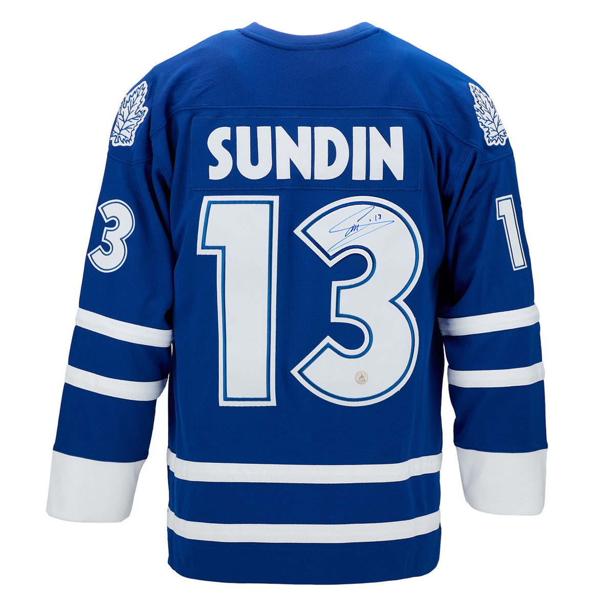 Mats Sundin Autographed Toronto Maple Leafs Mitchell & Ness Throwback Jersey product image 1, provided for visual reference