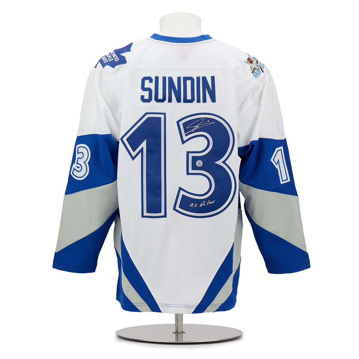 Mats Sundin Signed & Inscribed NHL All-Star Mitchell & Ness Throwback Jersey product image 1, provided for visual reference