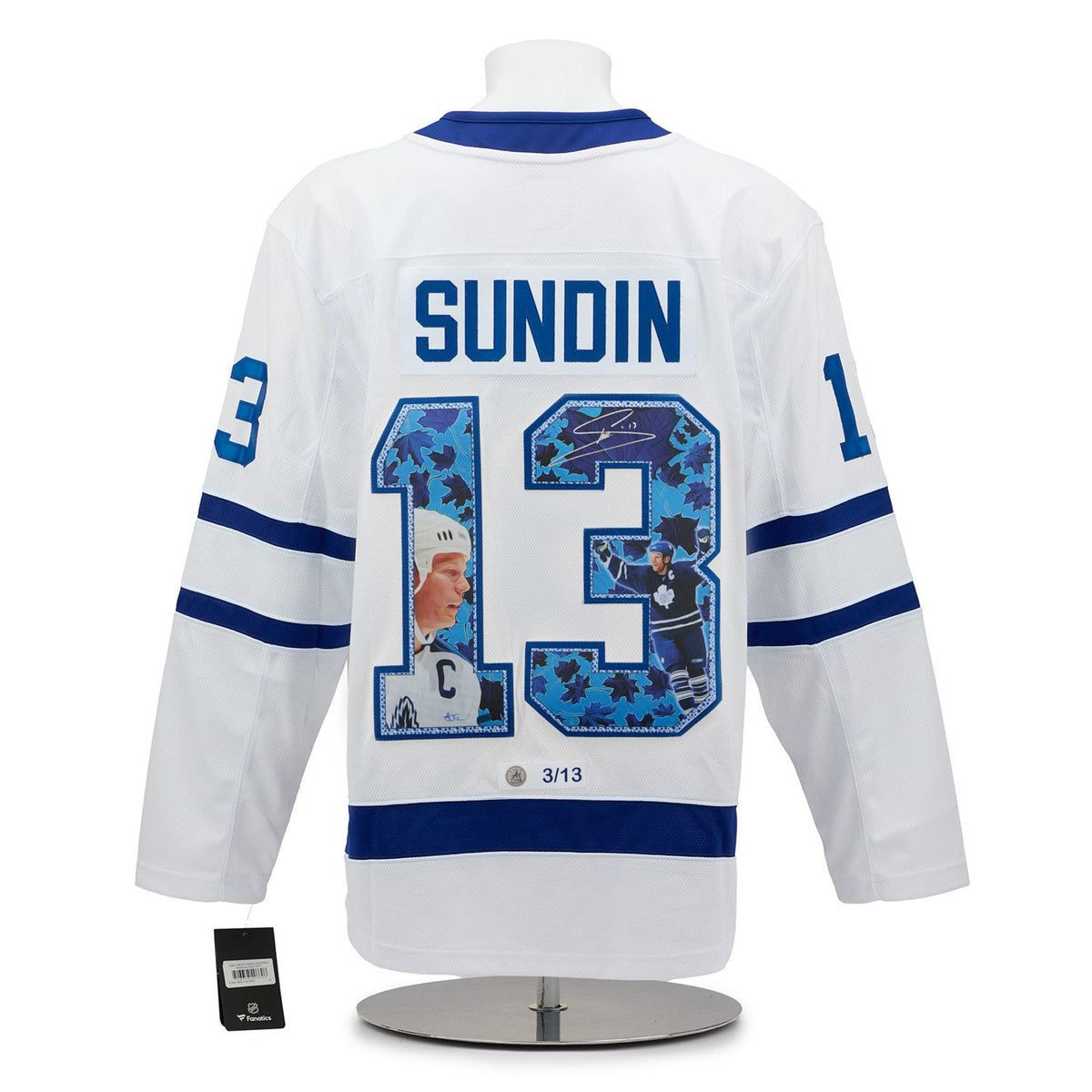 Mats Sundin Signed Toronto Maple Leafs Player Profile Art Jersey #3/13 product image 1, provided for visual reference and